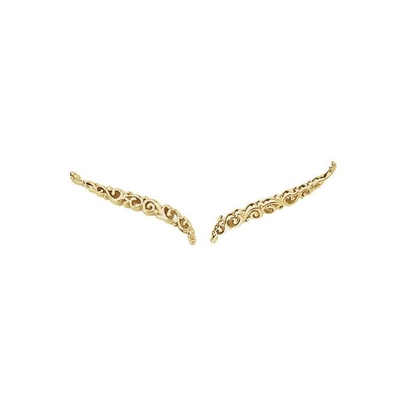 14K White Left Scroll Ear Climber
